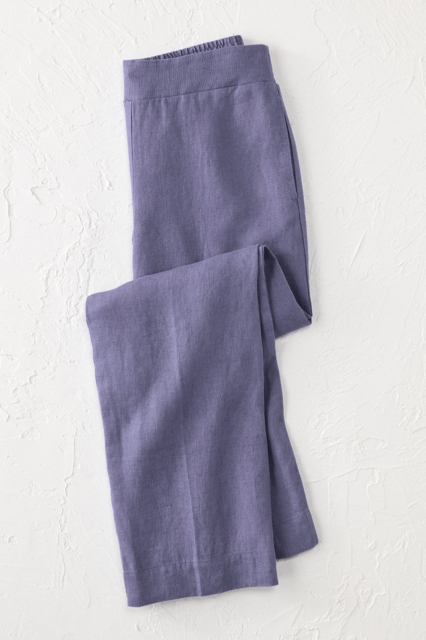 Smocked-Waist Linen Pants