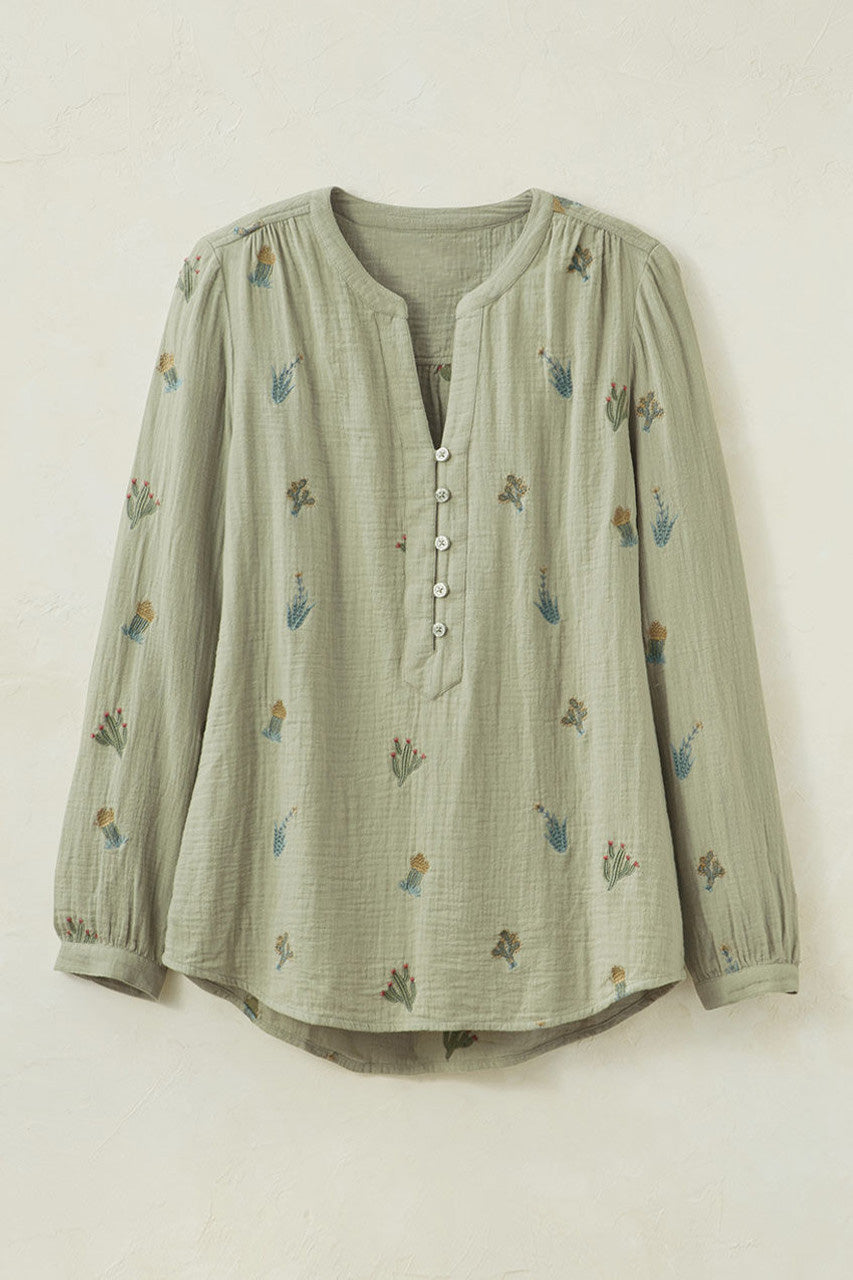 Summer Breeze Gauze Cactus Henley
