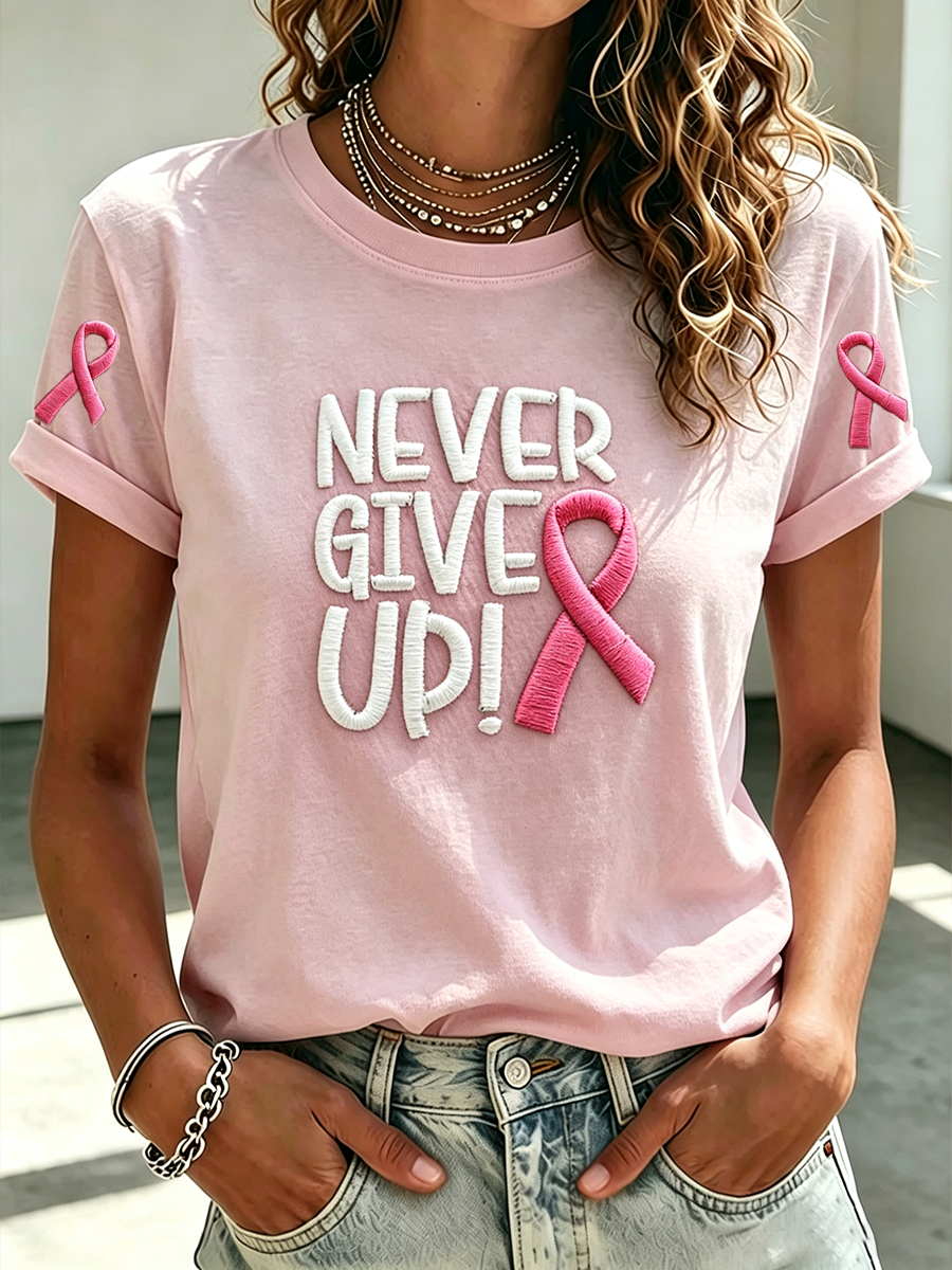 Women's Casual Breast Cancer Awareness Combat T-Shirt
