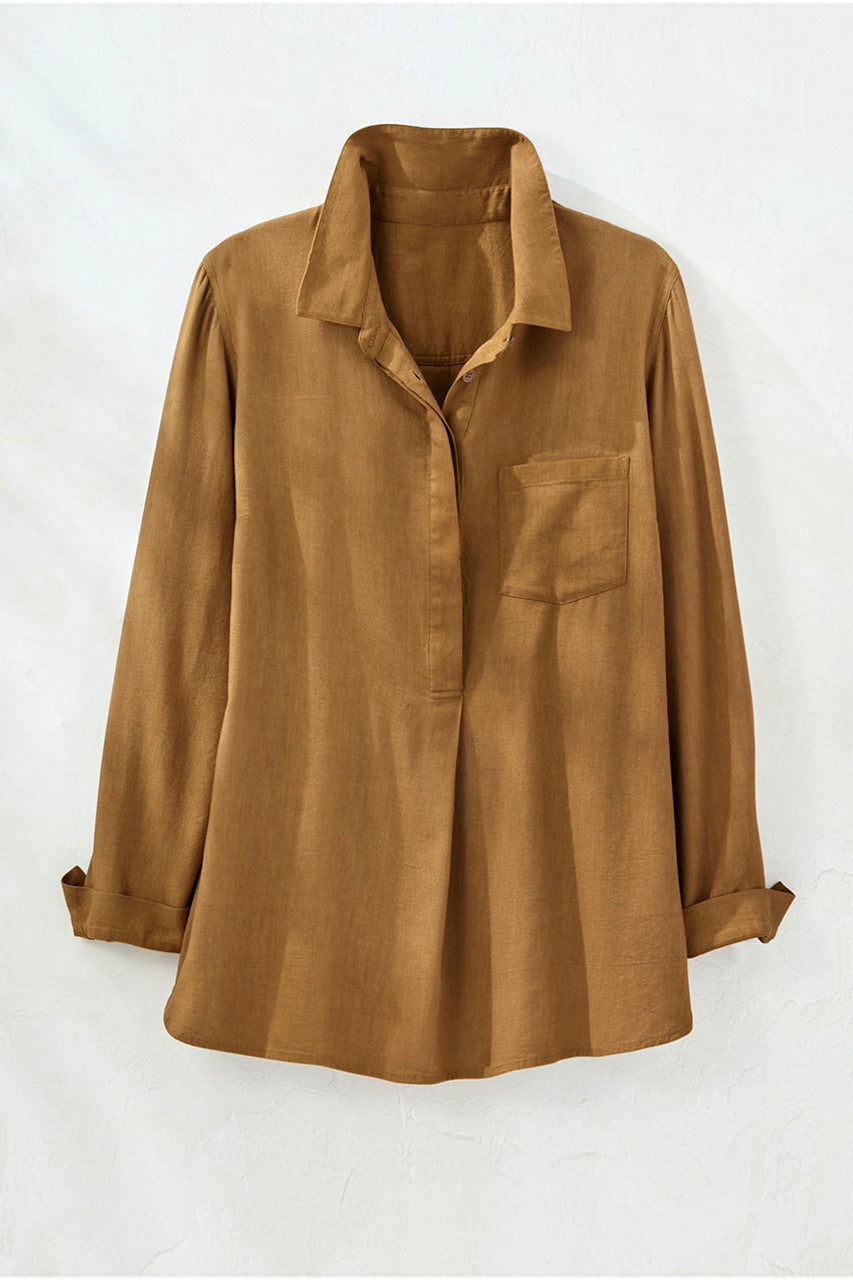Heathered Solid Popover Top