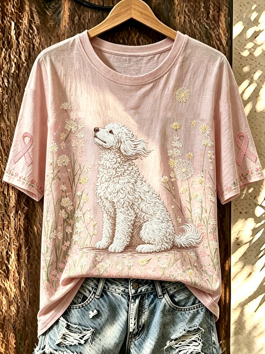 Women's _Faith_ Dog-Print Crewneck Top