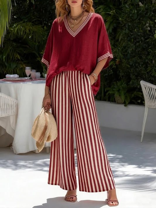 🌿New Linen🔥Elegant and Casual Striped Linen and Cotton Blend Set