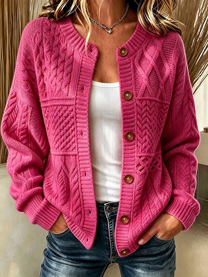Women'S Textured Printed Knitted Cardigan Top