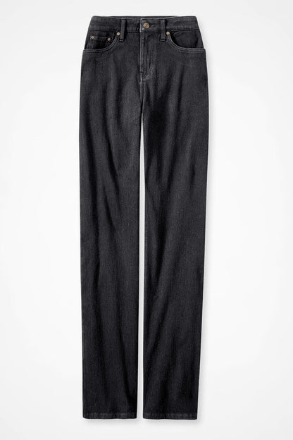 Knit Denim High Rise Straight-Leg Jeans