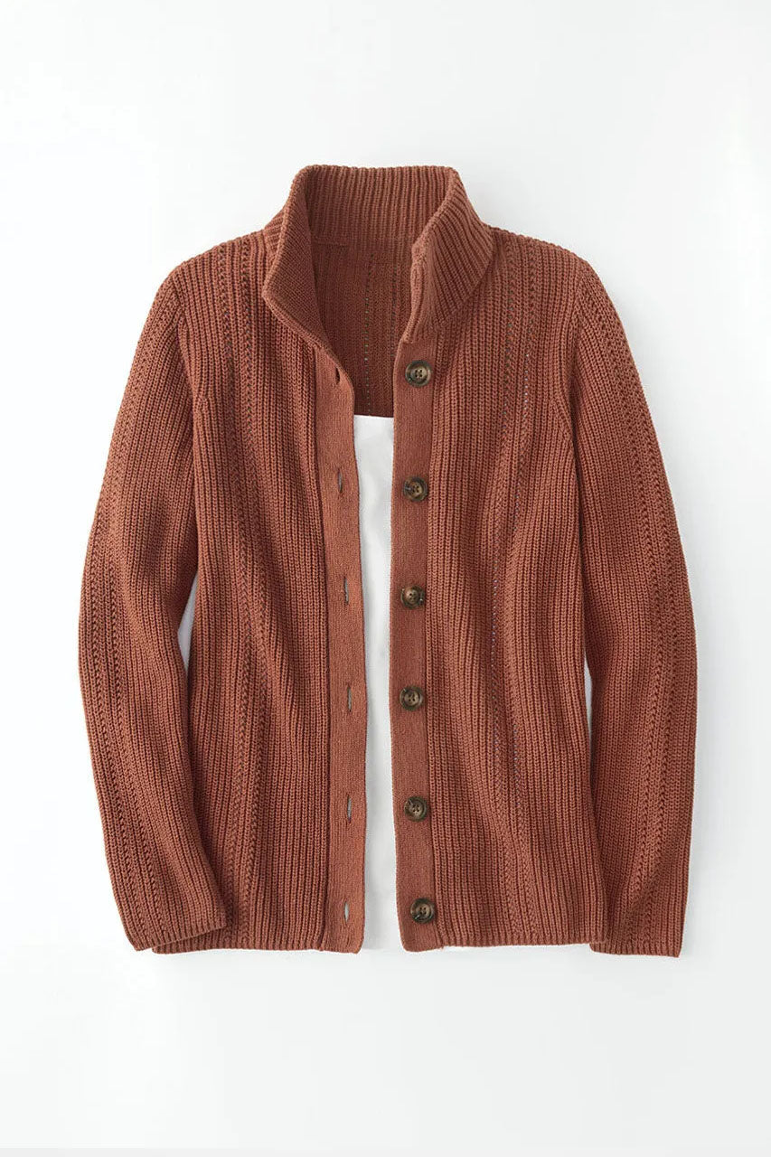 Shaker Detail Button Cardigan