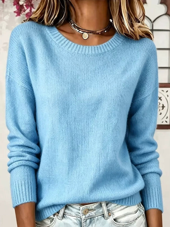 Women's Casual Solid Color Round Neck Top