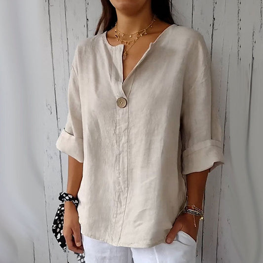 2026 Women's Linen-Cotton V-Neck Comfortable Top