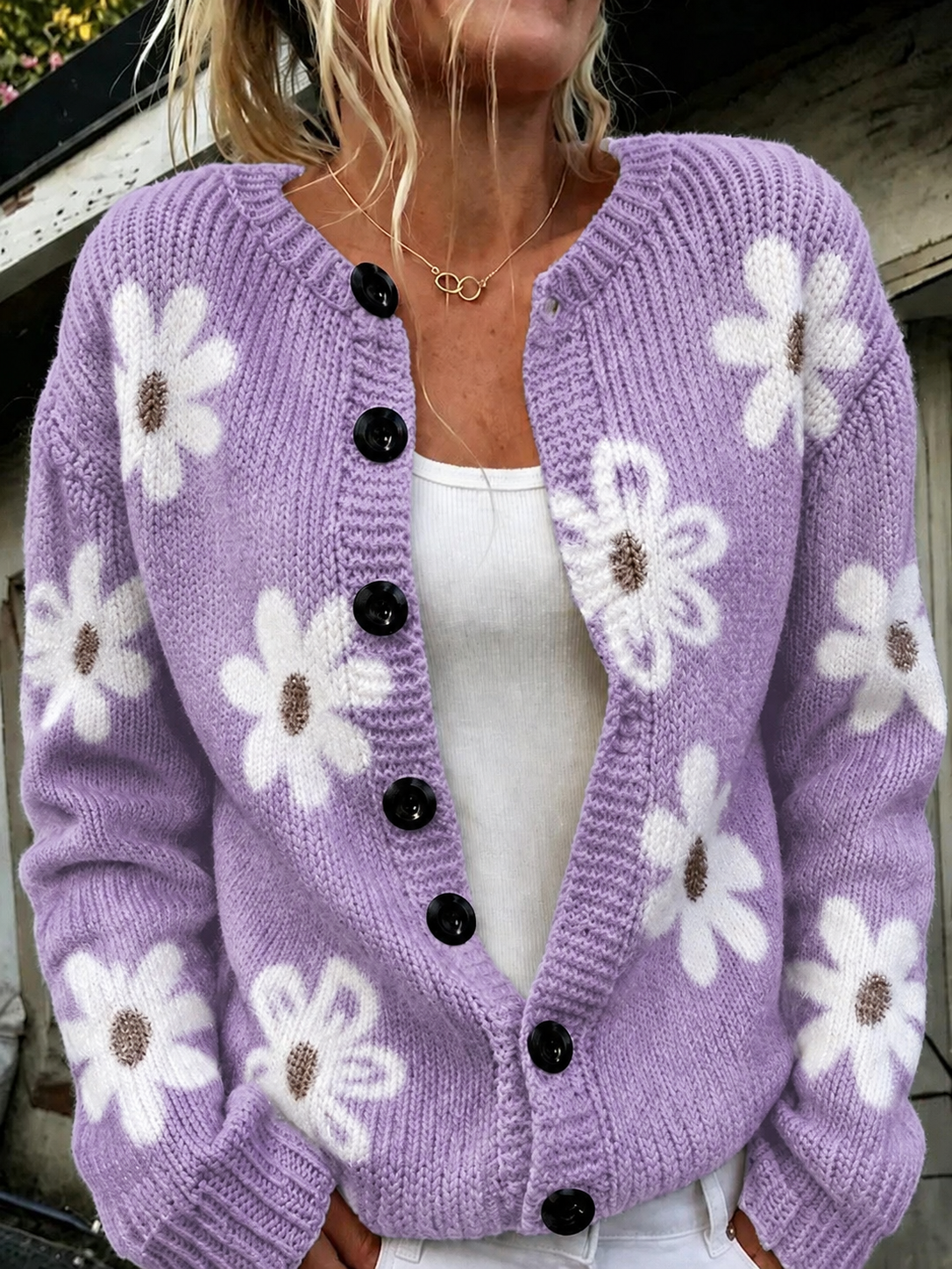 Women'S Casual Retro Floral Art Cardigan Top