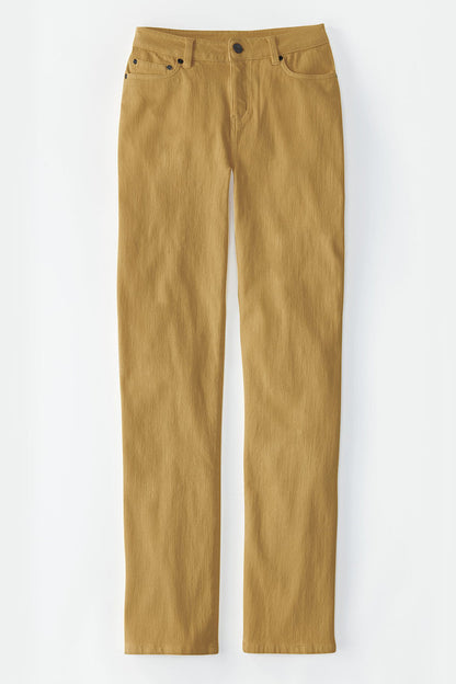 Knit Denim High Rise Straight-Leg Jeans