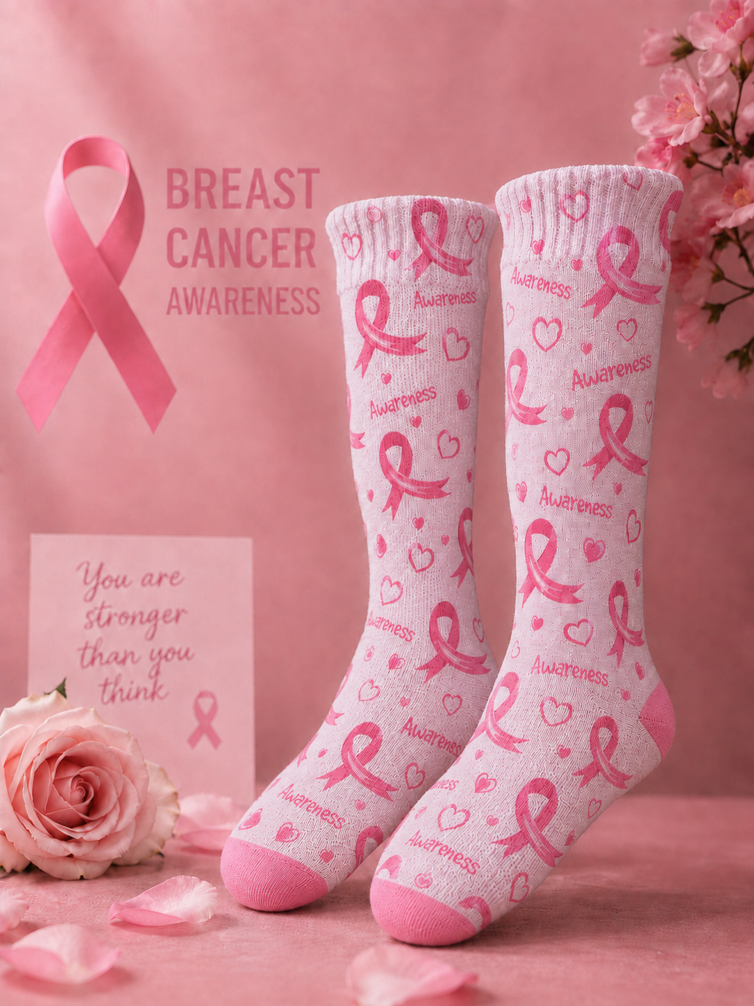 Unisex Breast Cancer Awareness Promotion Theme Socks