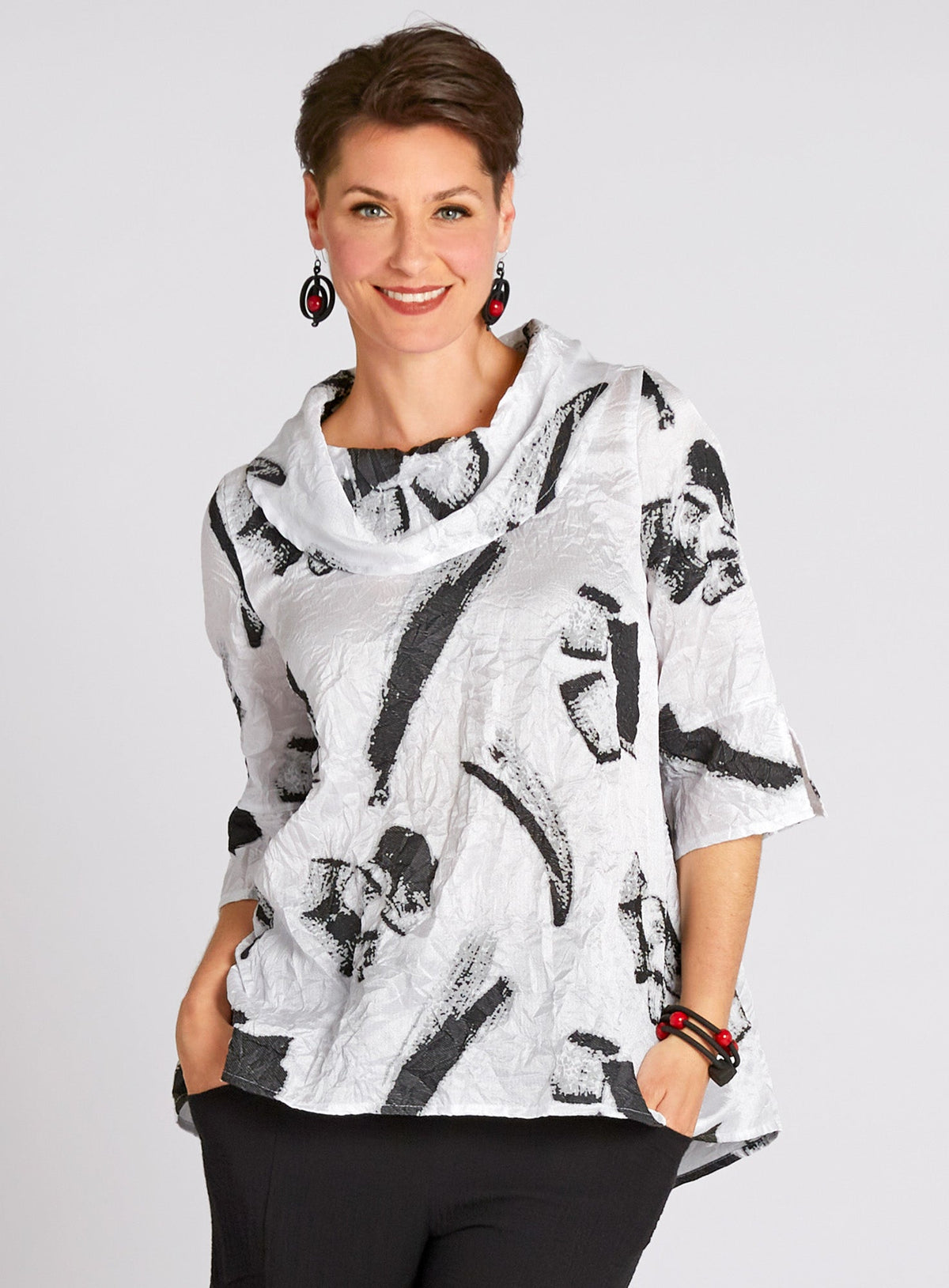 Airflow Crinkle Tunic - Black Ink