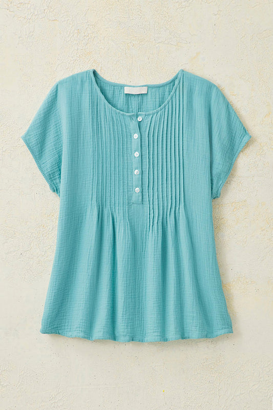 Summer Breeze Gauze Pintuck Top