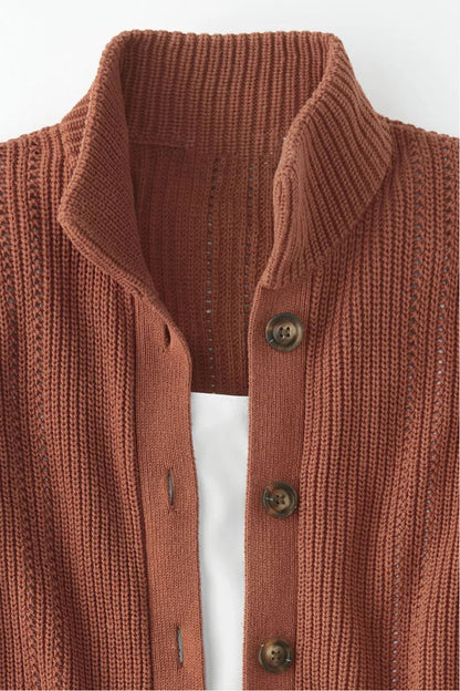 Shaker Detail Button Cardigan