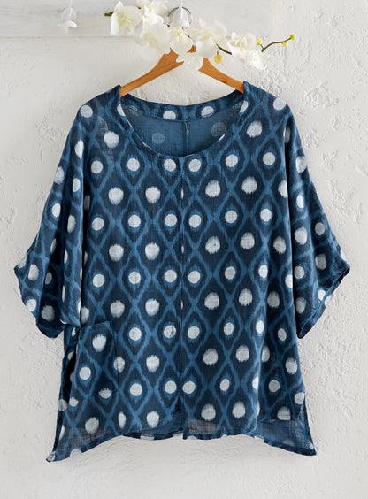 Ikat Dot Cotton Top