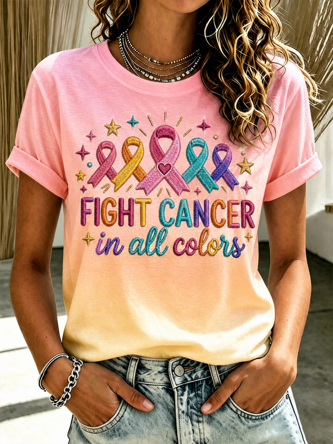 Women'S Casual All Cancer Fight T-Shirt
