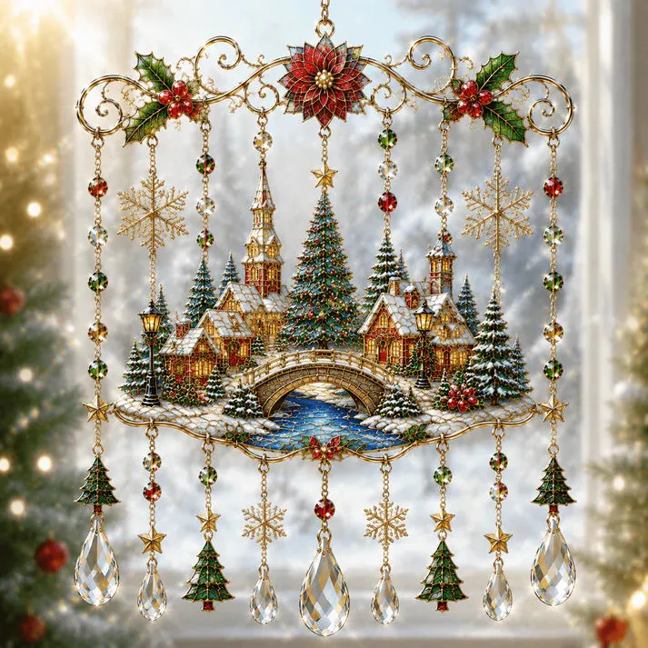 🎄🎐Handmade Christmas Stained Glass Window Hanging