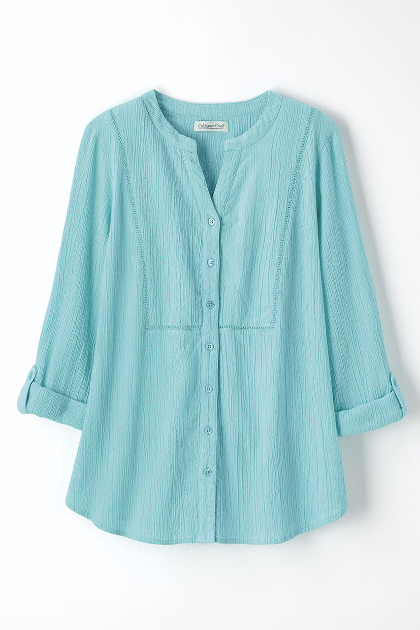 Crinkle Cotton Openwork Big Shirt
