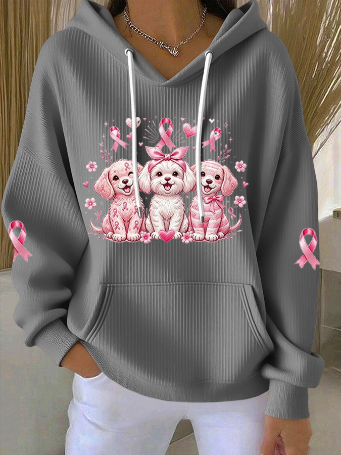 Women'S Breast Cancer Awareness Print Casual Hoodie