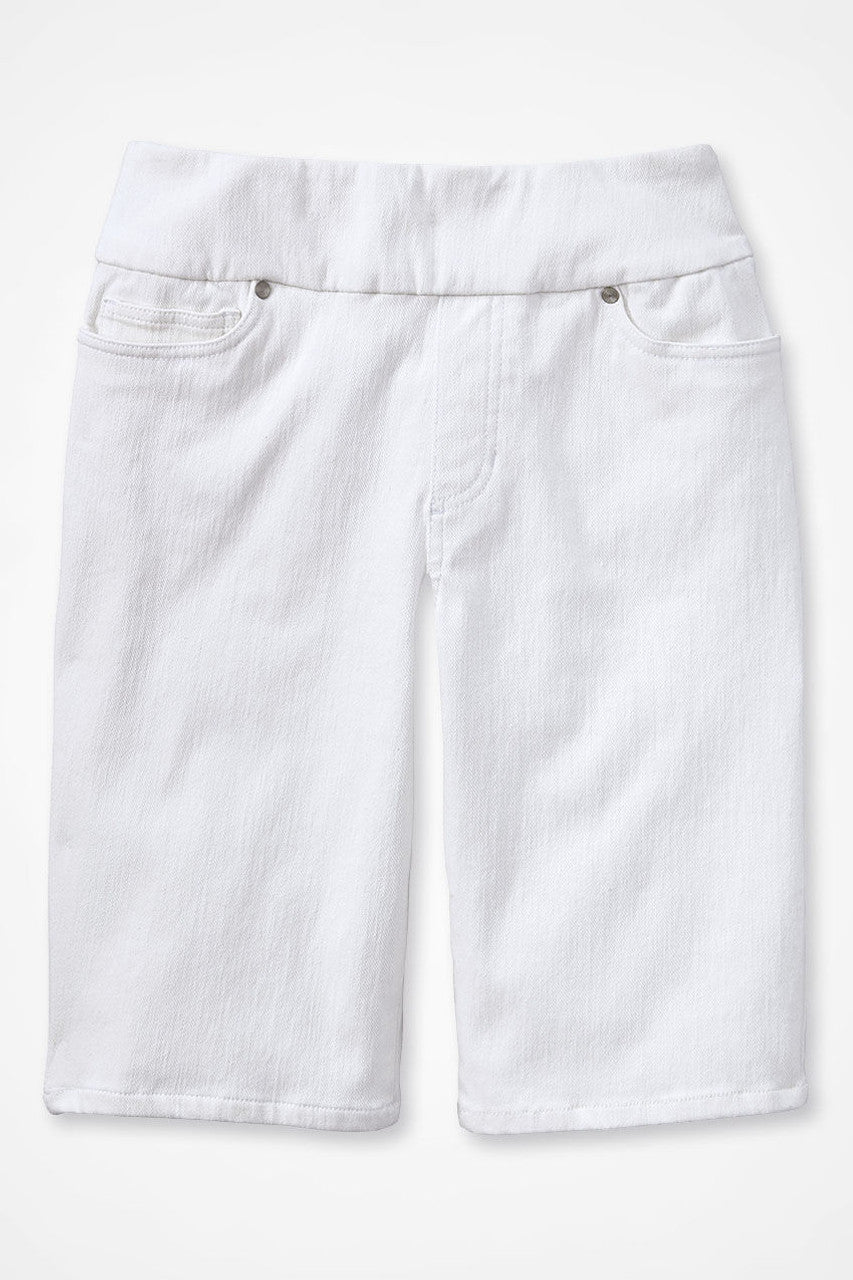 Knit Denim Mid Rise Pull-On Shorts