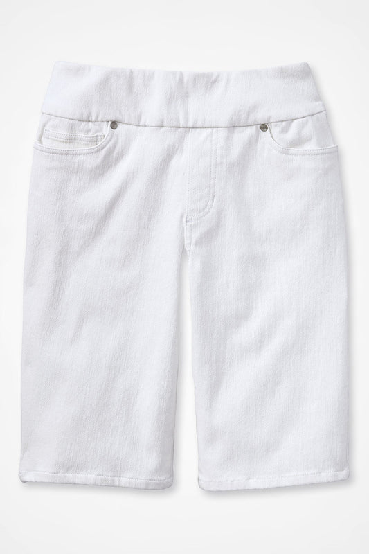 Knit Denim Mid Rise Pull-On Shorts