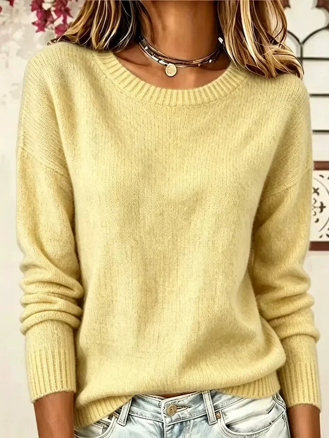 Women's Casual Solid Color Round Neck Top