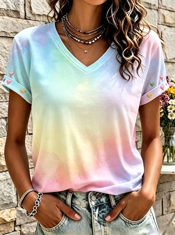 Women'S Breast Cancer Promotion Print Short Sleeved T-Shirt