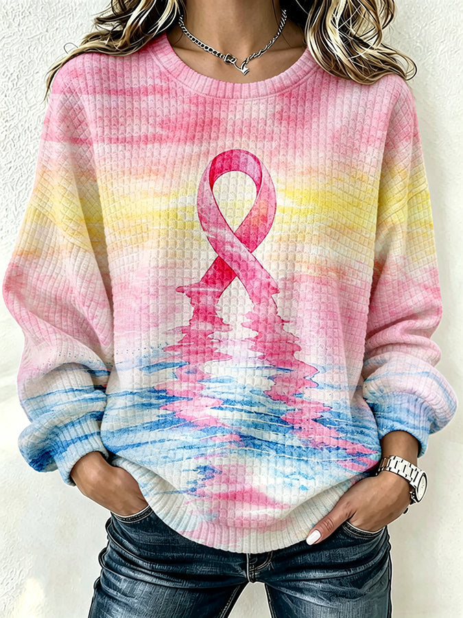 Women'S Casual Rugby Printed Round Neck Pullover