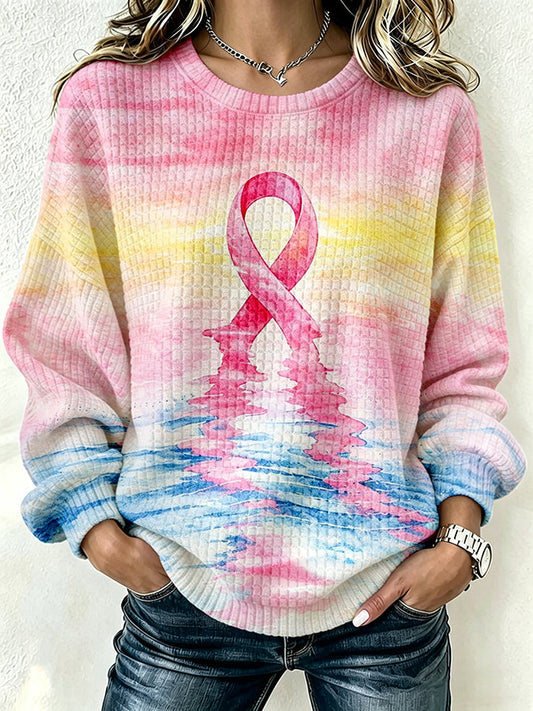 Women'S Casual Rugby Printed Round Neck Pullover