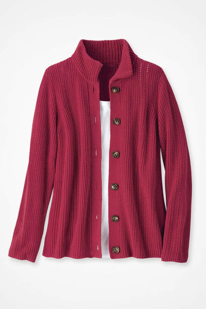 Shaker Detail Button Cardigan