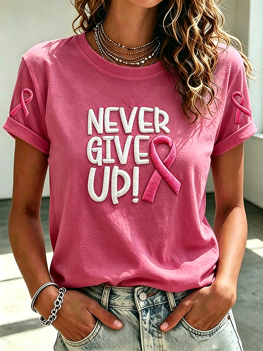 Women's Casual Breast Cancer Awareness Combat T-Shirt