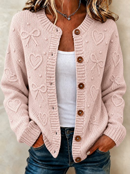 Women'S Casual Gradient Plant Flower Knitted Cardigan Top