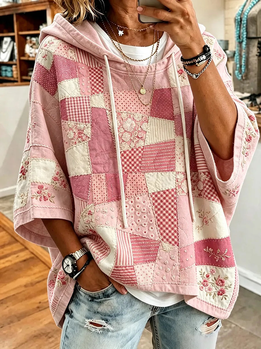 Women'S Pink Art Printed Hoodie