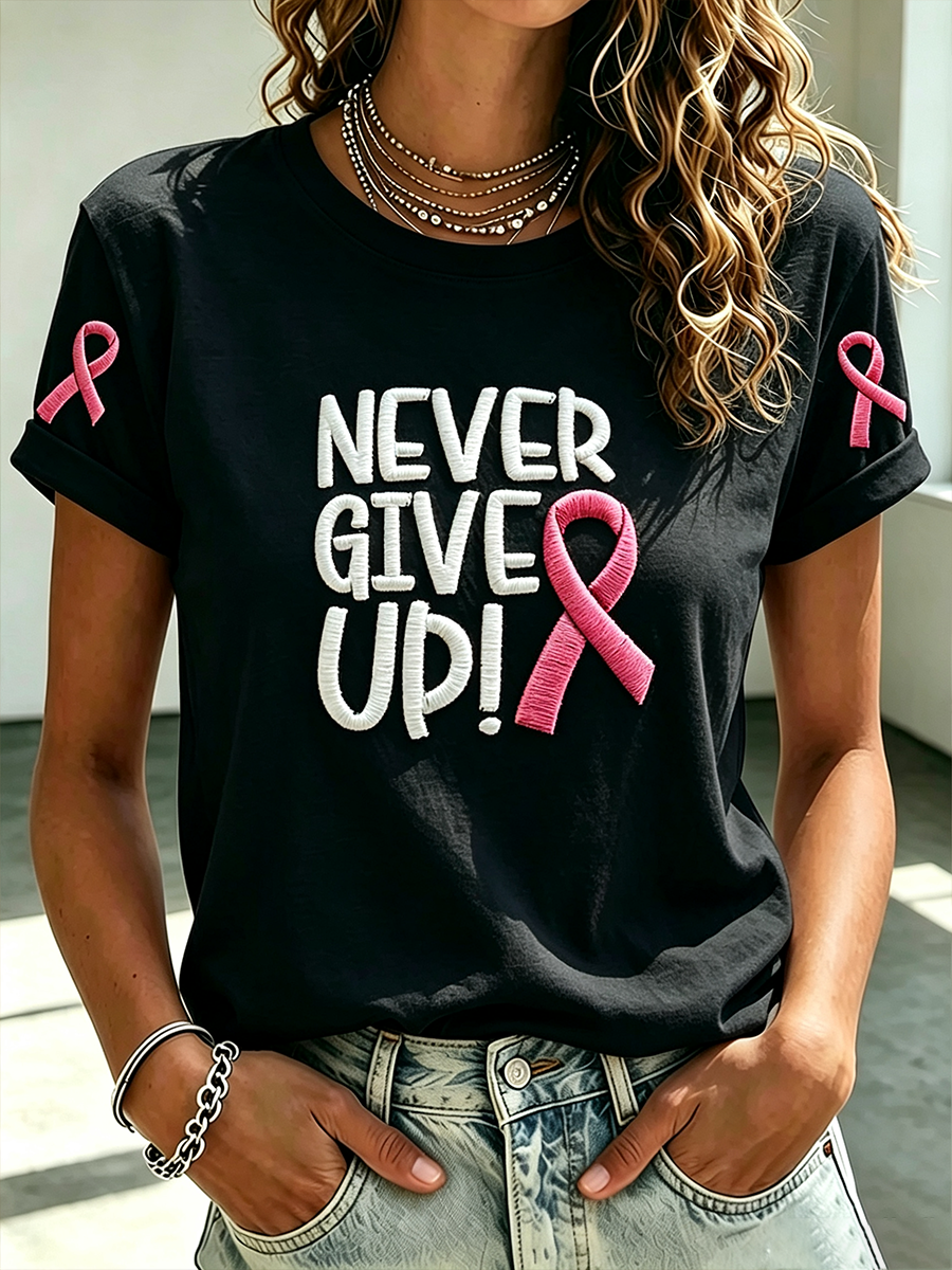 Women's Casual Breast Cancer Awareness Combat T-Shirt
