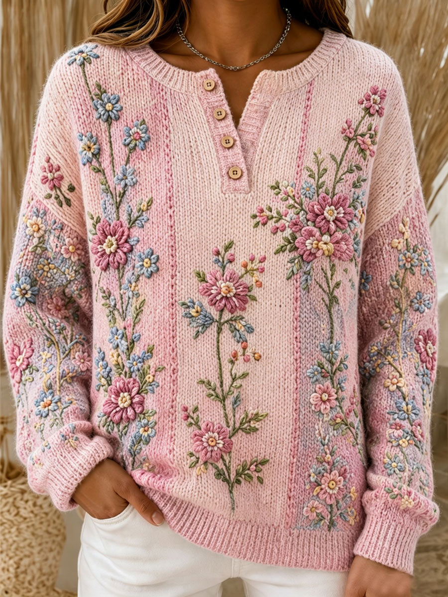 Women'S Breast Cancer Vintage Flower Pattern Blouse