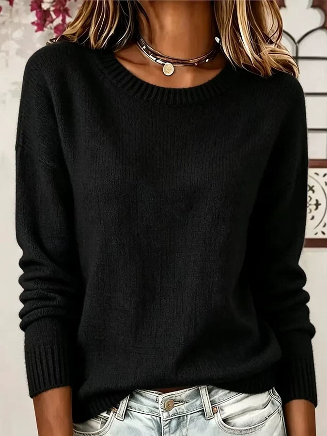 Women's Casual Solid Color Round Neck Top