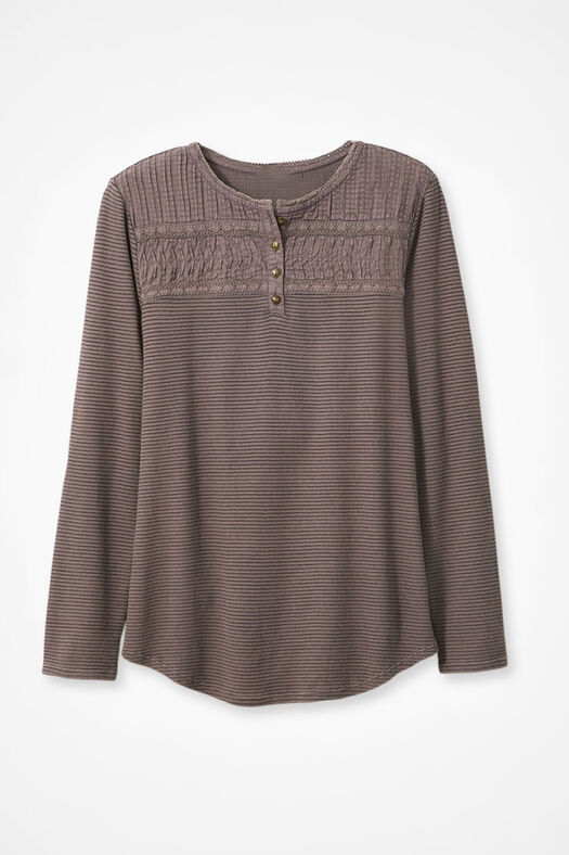 Textured Knit Henley Tops 5 Colors
