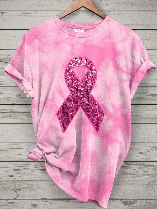 Women's Breast Cancer Awareness Print T-Shirt