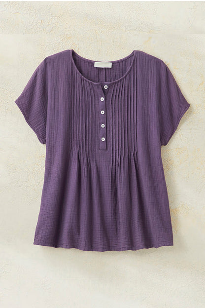 Summer Breeze Gauze Pintuck Top