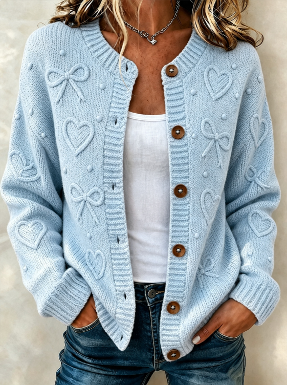 Women'S Casual Gradient Plant Flower Knitted Cardigan Top