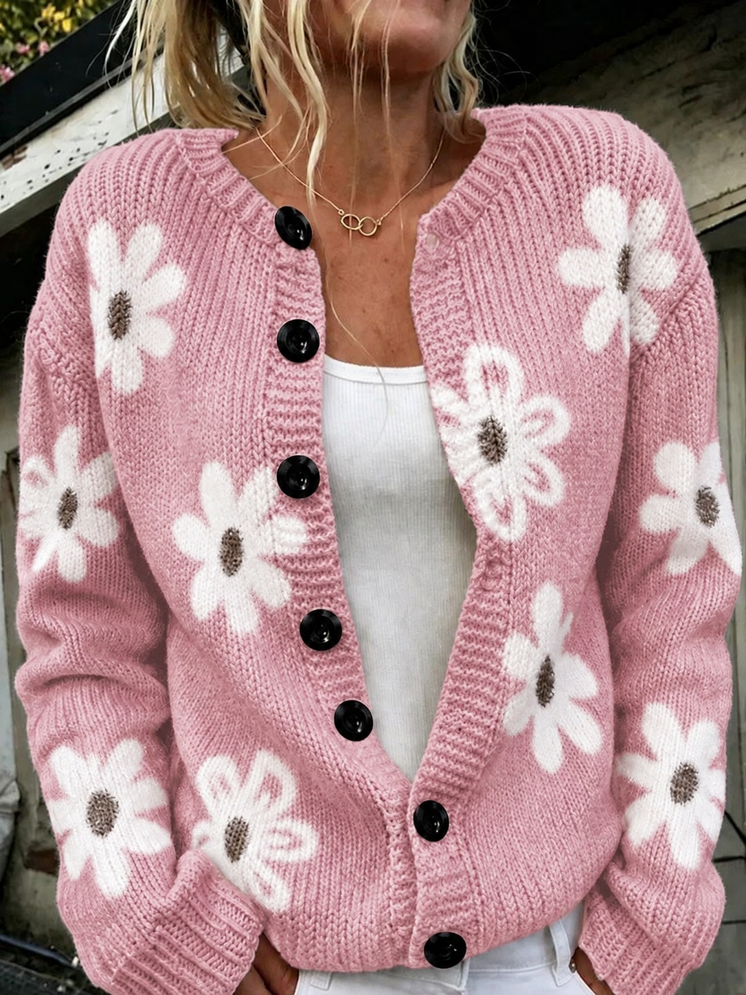 Women'S Casual Retro Floral Art Cardigan Top