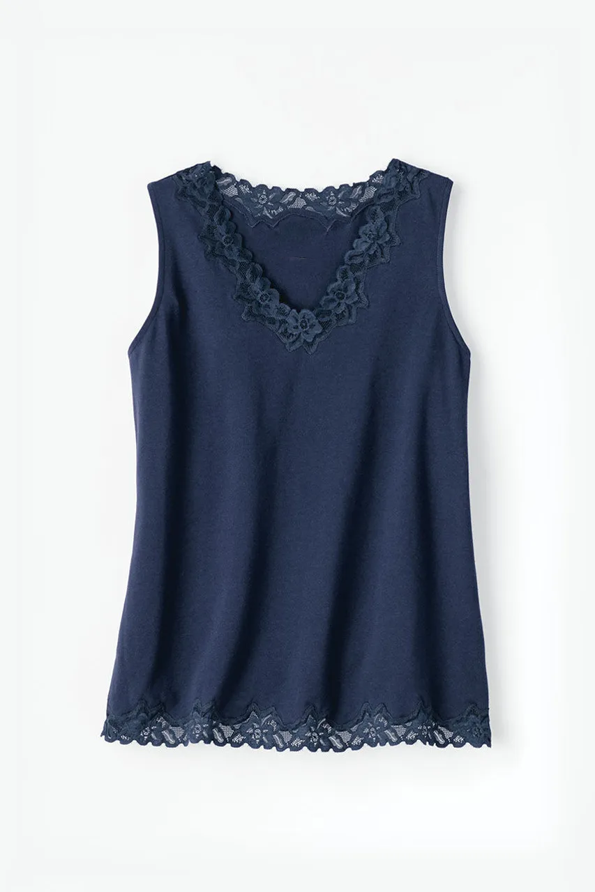Longer Length Double Lace Tank