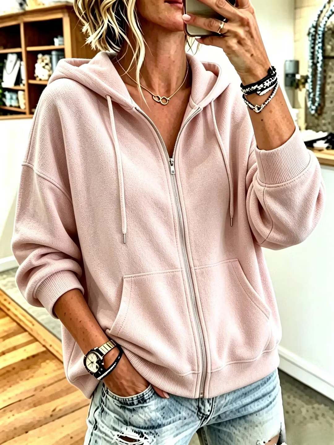 Women Plain Long Sleeve Casual Daily Spring/Fall Hoodie