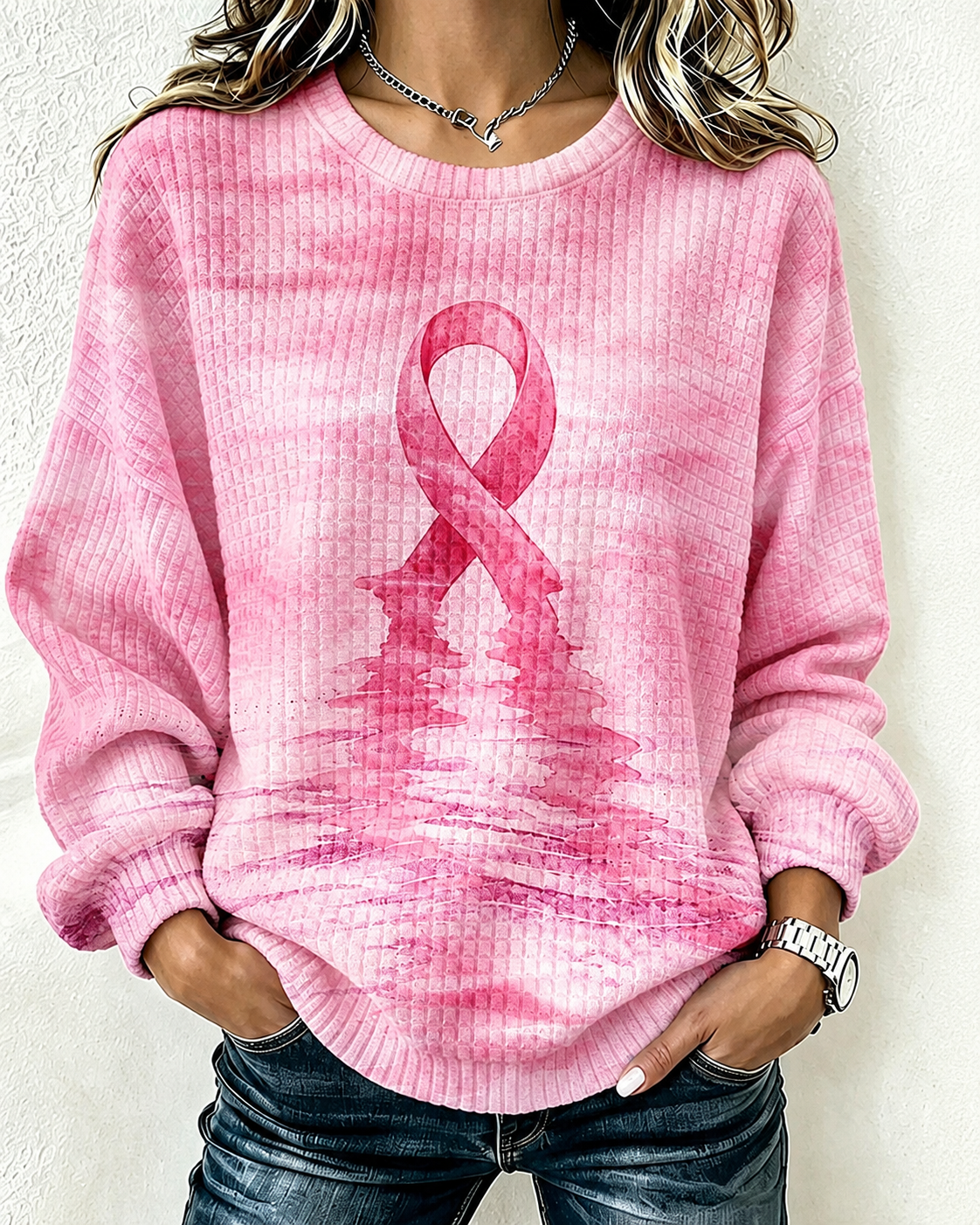 Women'S Casual Rugby Printed Round Neck Pullover
