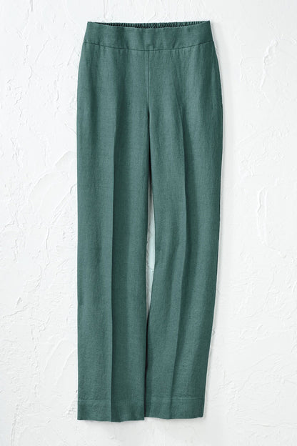 Smocked-Waist Linen Pants
