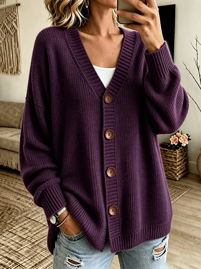Women'S Casual Pink Knitted Cardigan