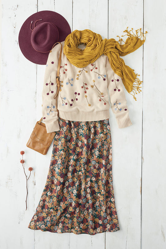 Embroidered Botanicals Sweater
