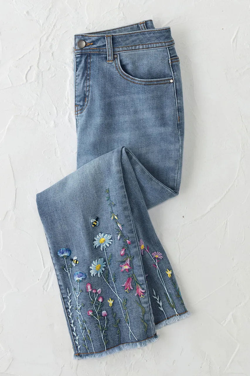 Meadowbrook Embroidered Cropped Jeans