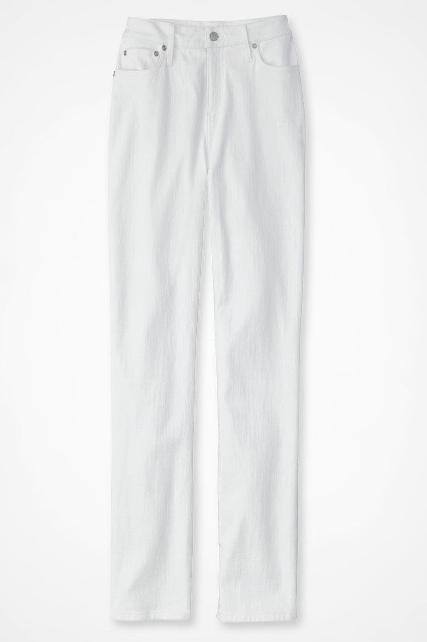 Knit Denim High Rise Straight-Leg Jeans