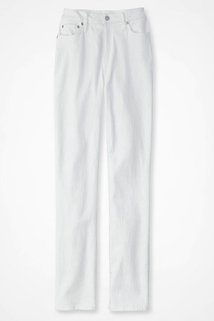 Knit Denim High Rise Straight-Leg Jeans