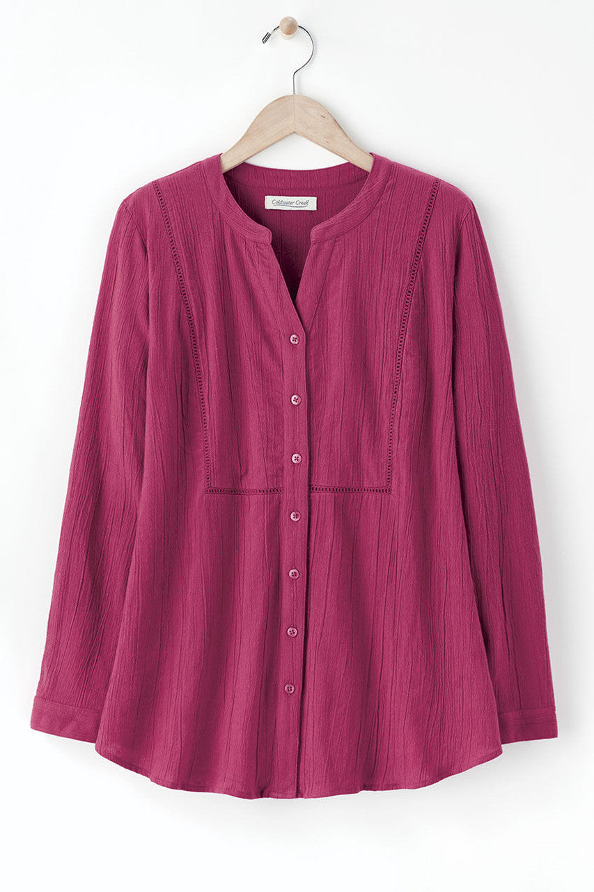 Crinkle Cotton Openwork Big Shirt
